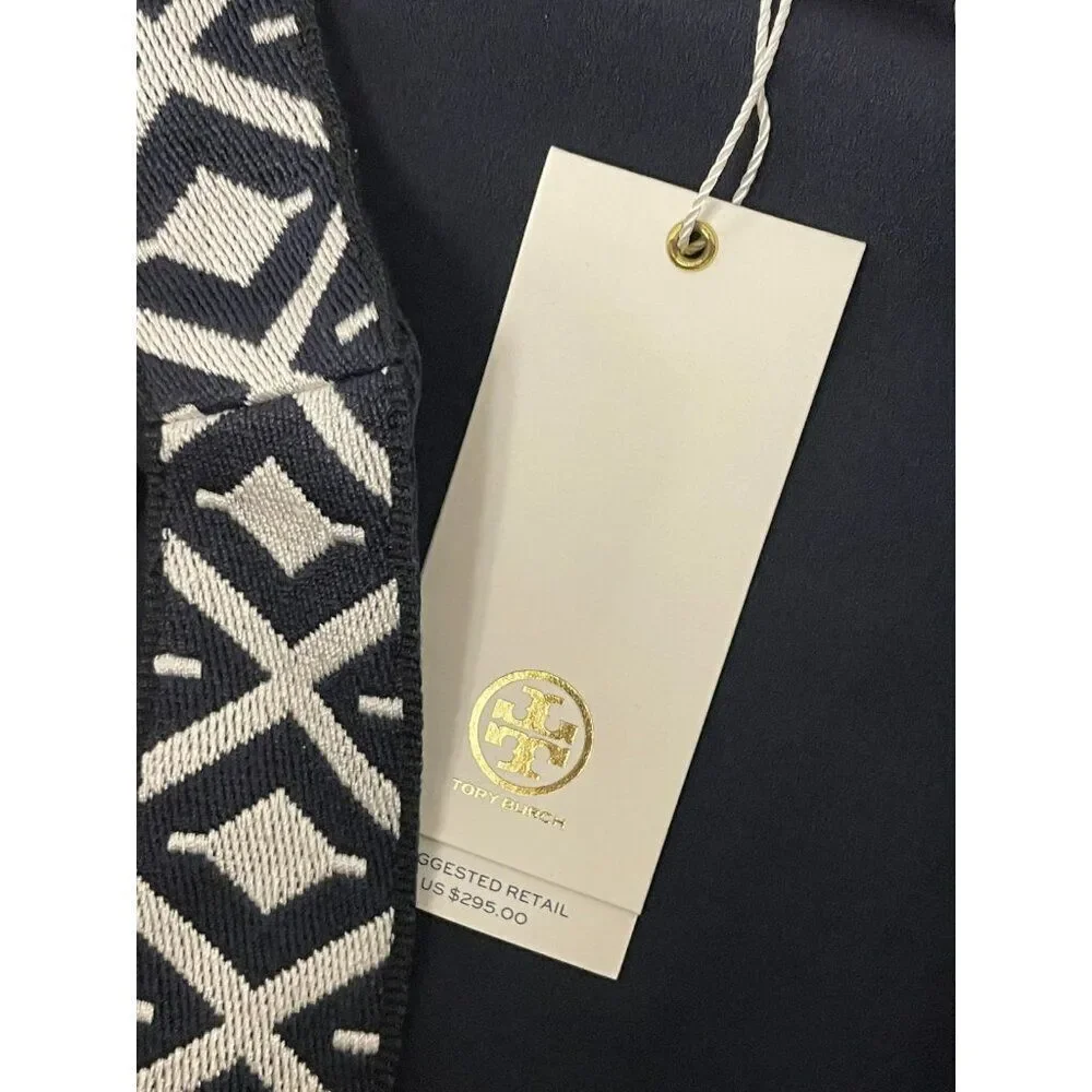 Tory Burch Womens Tunic With Taping Popover Blouse Top Size 4 Navy Blue NWT $295